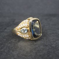 Unique Vermeil Sterling Blue Quartz Ring Size 8