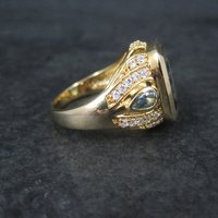 Unique Vermeil Sterling Blue Quartz Ring Size 8