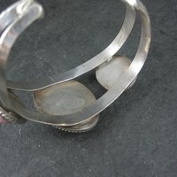 Heavy Southwestern Sterling Malachite Rhodonite Cuff Bracelet 6.25"
