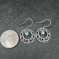 Vintage Filigree Blue Glass Earrings