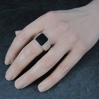 Vintage Mens Sterling Onyx Ring Size 9