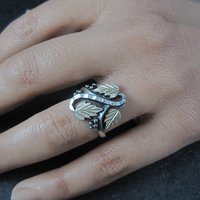 Black Hills Silver Leaf Ring Size 6