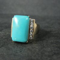 Estate Vermeil Sterling Turquoise Ring Size 8