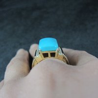 Estate Vermeil Sterling Turquoise Ring Size 8