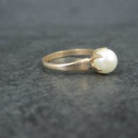 Vintage Gold Filled Pearl Solitaire Ring Old New Stock