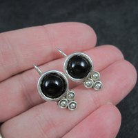Vintage Sterling Onyx Earrings