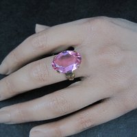 Antique Gold Filled Pink Glass Ring Size 7