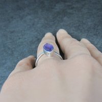 Simple Sterling Marquise Cut Amethyst Ring Size 6.5