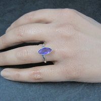 Simple Sterling Marquise Cut Amethyst Ring Size 6.5
