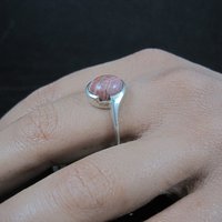 Dainty Estate Sterling Rhodochrosite Ring Size 9