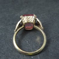Antique Gold Filled Pink Glass Ring Size 6 New Old Stock
