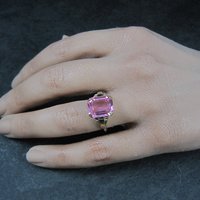 Antique Gold Filled Pink Glass Ring Size 6 New Old Stock
