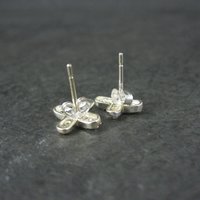 Vintage Sterling Silver Cubic Zirconia X Earrings