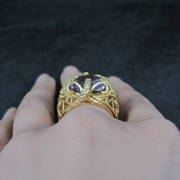Vintage Vermeil Sterling Amethyst Diamond Ring Size 8