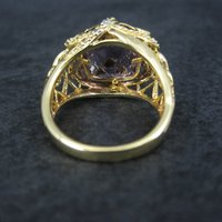 Vintage Vermeil Sterling Amethyst Diamond Ring Size 8