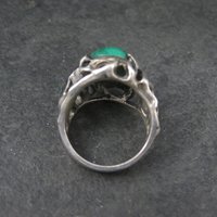 Vintage Brutalist Sterling Malachite Ring Size 6.5