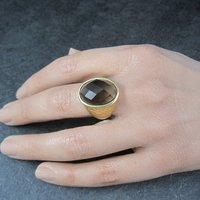 Vintage Vermeil Sterling Smoky Topaz Ring Size 8