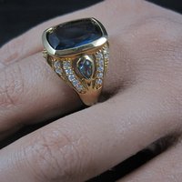 Unique Vermeil Sterling Blue Quartz Ring Size 8