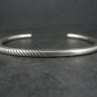 Contemporary Navajo Sterling Cuff Bracelet 6.75 Inches Boyd Tsosie