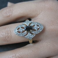 Vintage Vermeil Sterling Sapphire Ring Size 8