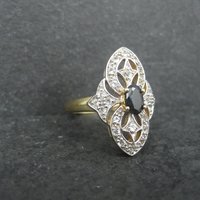 Vintage Vermeil Sterling Sapphire Ring Size 8