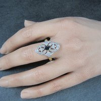 Vintage Vermeil Sterling Sapphire Ring Size 8