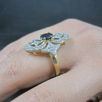 Vintage Vermeil Sterling Sapphire Ring Size 8