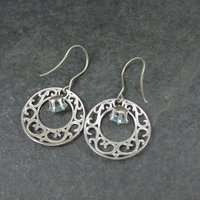 Vintage Filigree Blue Glass Earrings