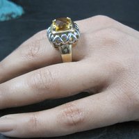 Vintage Vermeil Sterling Citrine Ring Size 8