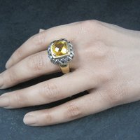 Vintage Vermeil Sterling Citrine Ring Size 8
