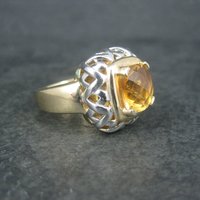 Vintage Vermeil Sterling Citrine Ring Size 8