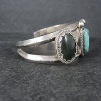 Heavy Southwestern Sterling Turquoise Jade Cuff Bracelet 6.25"