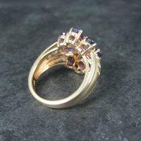 Vermeil Sterling Amethyst Cluster Ring Size 8