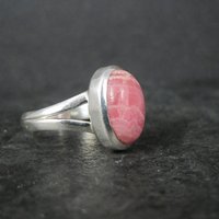 Simple Sterling Silver Rhodochrosite Ring Size 10