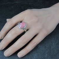 Simple Sterling Silver Rhodochrosite Ring Size 10