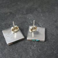 Southwestern Sterling Turquoise Mother of Pearl Inlay Earrings