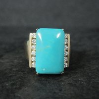 Estate Vermeil Sterling Turquoise Ring Size 8