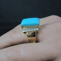 Estate Vermeil Sterling Turquoise Ring Size 8