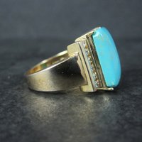 Estate Vermeil Sterling Turquoise Ring Size 8