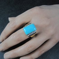 Estate Vermeil Sterling Turquoise Ring Size 8