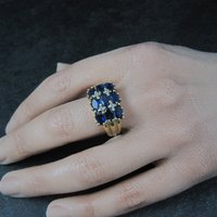 Vintage Vermeil Sterling Sapphire Diamond Ring Size 8
