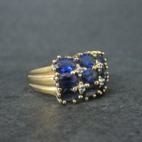 Vintage Vermeil Sterling Sapphire Diamond Ring Size 8