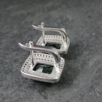 Vintage Sterling Green Cz Latch Back Earrings