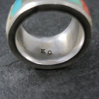 Vintage Sterling Inlay Ring Size 7 Navajo Edison Cummings