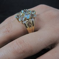 Vermeil Sterling Blue Topaz Cluster Ring Size 8