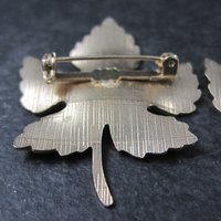 Lot of 2 Vintage Enamel Leaf Brooches