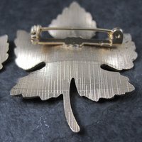 Lot of 2 Vintage Enamel Leaf Brooches