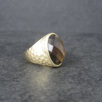 Vintage Vermeil Sterling Smoky Topaz Ring Size 8