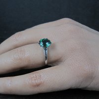 Vintage Sterling Emerald Solitaire Ring New Old Stock Multiple Sizes