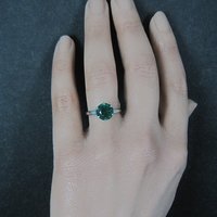 Vintage Sterling Emerald Solitaire Ring New Old Stock Multiple Sizes